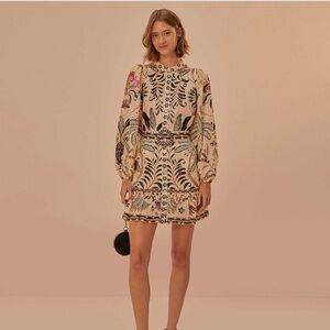 Farm Rio Farm Rio Classic Nature Sand Mini Dress NWT Sz Large MSRP$248